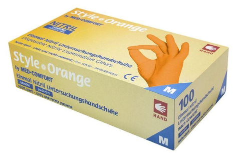 Rukavice vyšetřovací nitrilové - oranžové XL