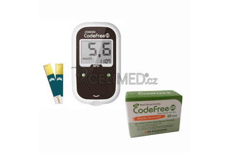 Glukometr SD-CODEFREE PLUS Kompletní SET (přístroj, 50proužků, pero +10 jehliček)