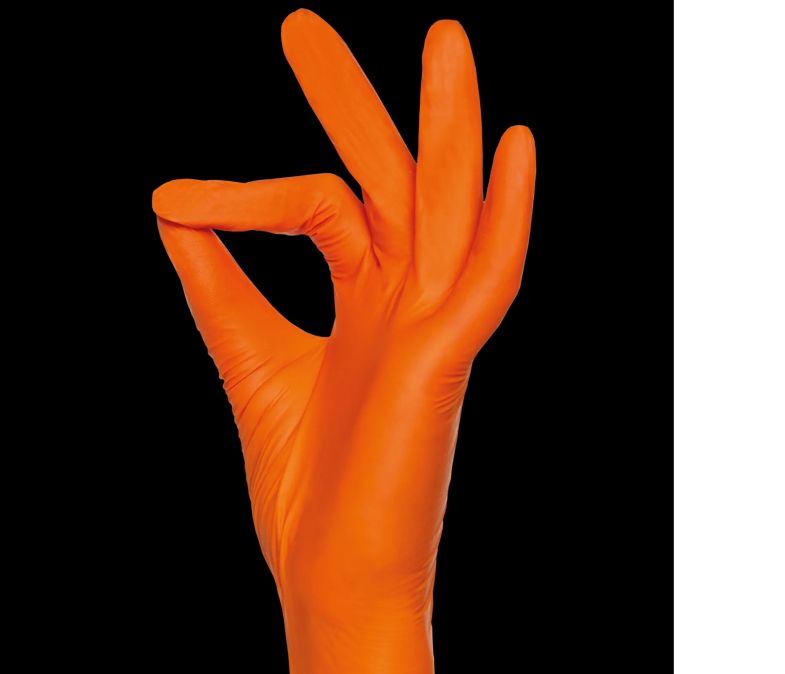 Rukavice vyšetřovací nitrilové - oranžové XL
